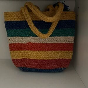 Multicolor Striped Tote Bag